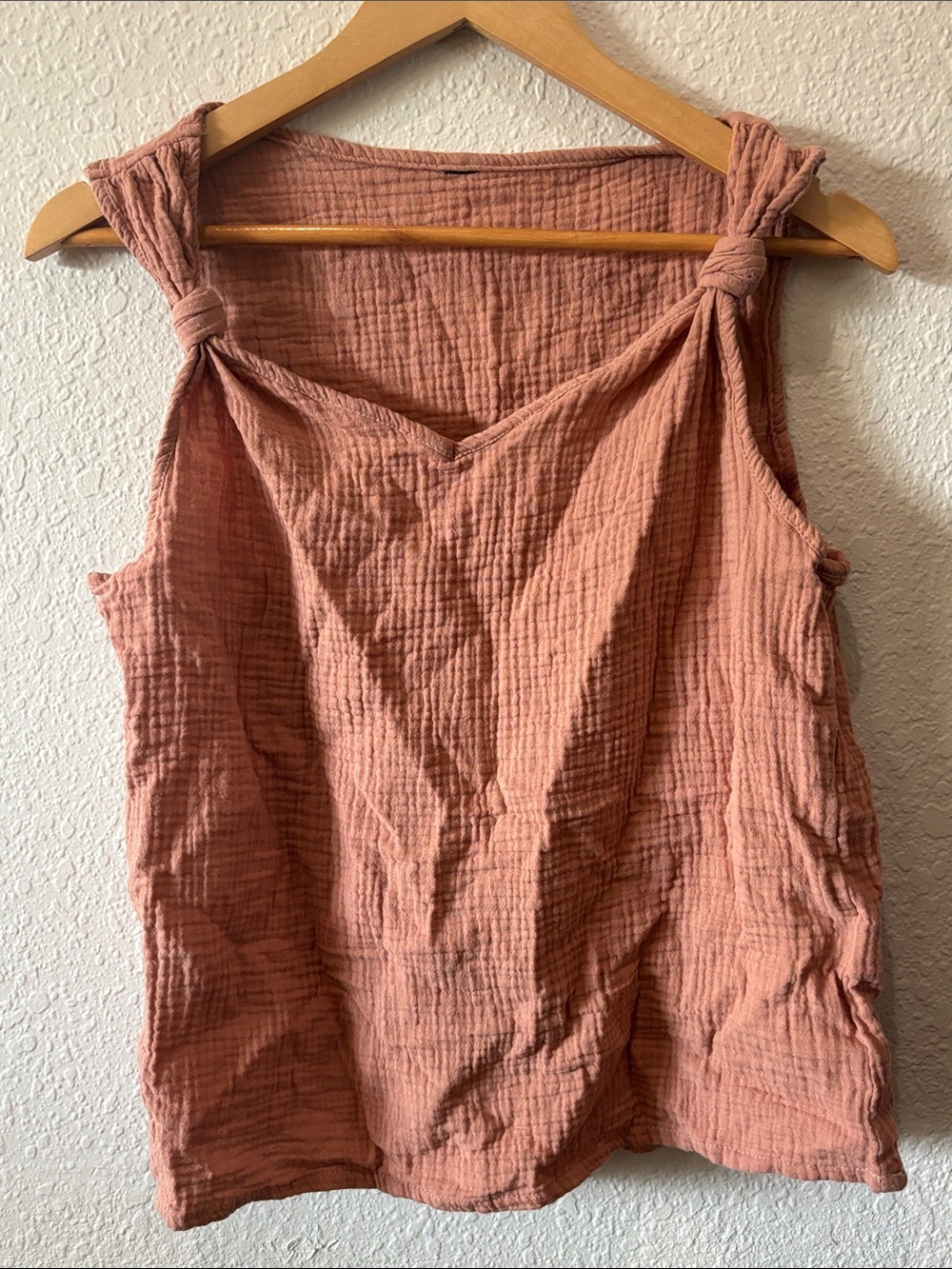 SHEIN Dusty Rose Knotted Strap Tank Top